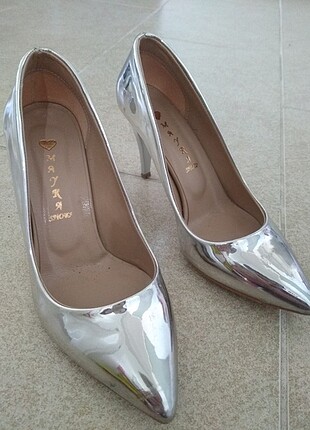 Mango Gümüş Topuklu Ayakkabı