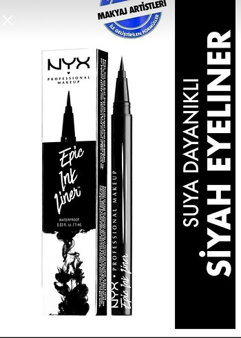 NYX Siyah Suya Dayanıklı Eyeliner Kalemi