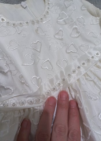 Nakışlı Beyaz Kız Elbisesi - Görsel 2