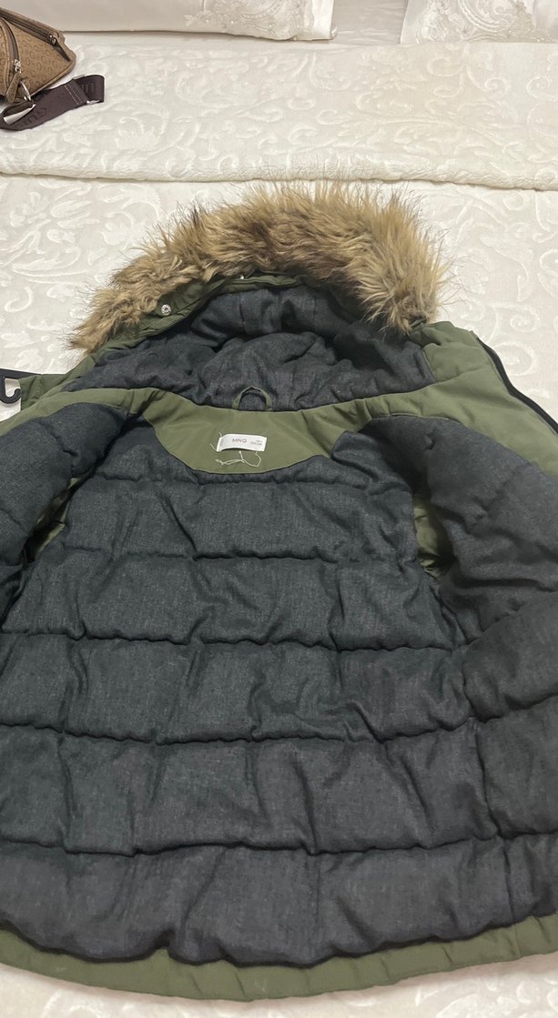 Kapüşonlu, Kürklü Koyu Yeşil Erkek Mont - Görsel 4