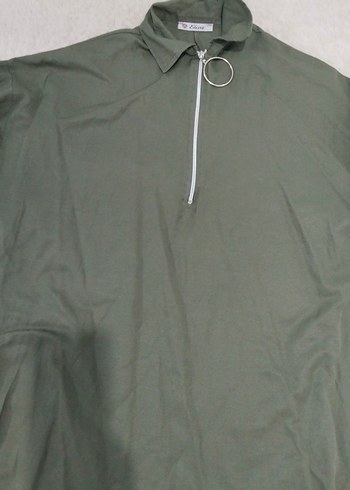 Kadın Haki Fermuarlı Midi Tunik - Görsel 2