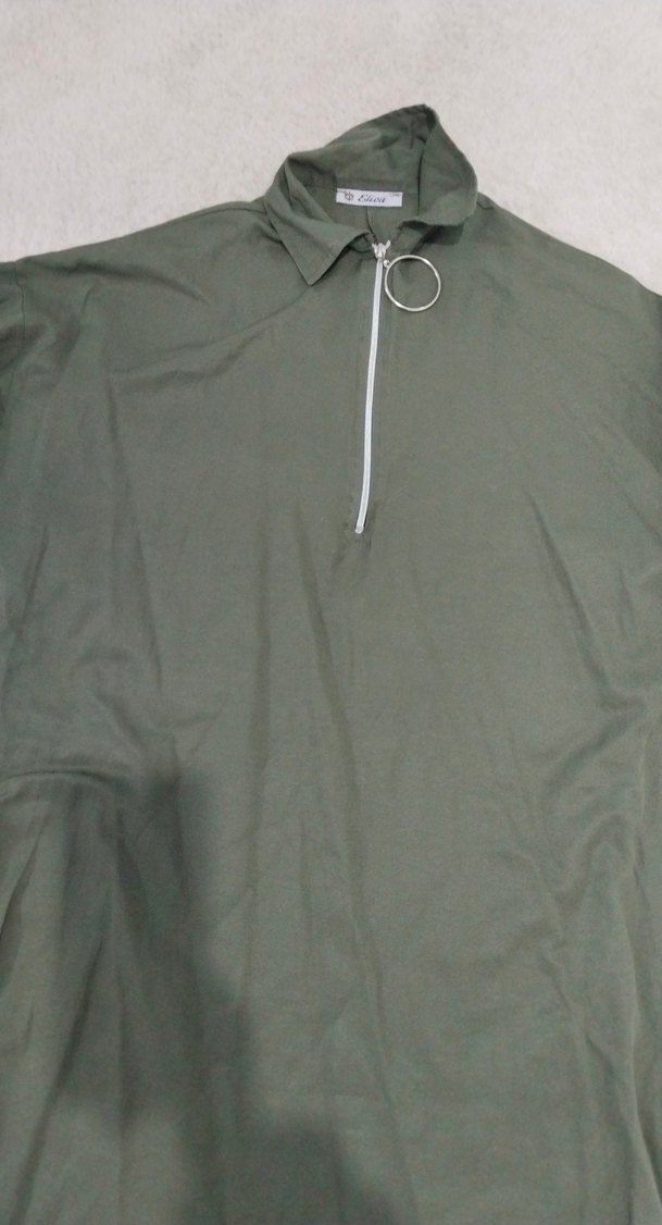 Kadın Haki Fermuarlı Midi Tunik - Görsel 2