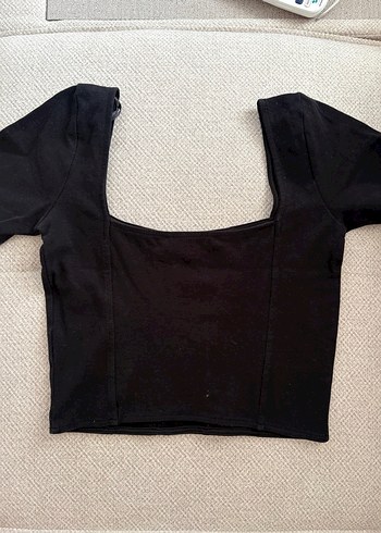 m Beden KOTON Siyah Kısa Kollu Crop Top