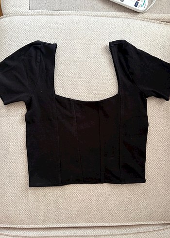 KOTON Siyah Kısa Kollu Crop Top
