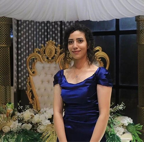 s Beden Lacivert abiye elbise