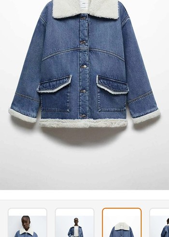 Kadın Mavi Kürklü Denim Ceket