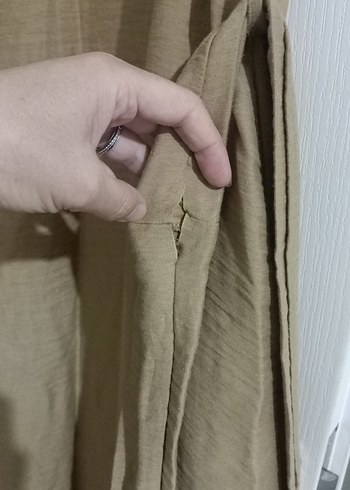 Bej Kolsuz Midi elbise - Görsel 5