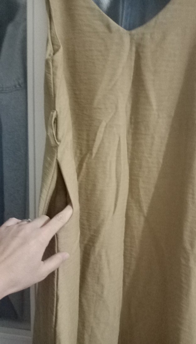 Bej Kolsuz Midi elbise - Görsel 3