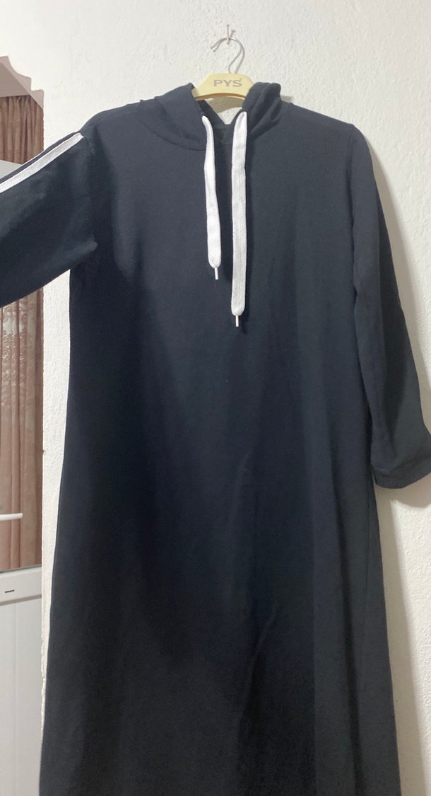 Siyah Uzun Kollu Salaş Spor Elbise - Görsel 2