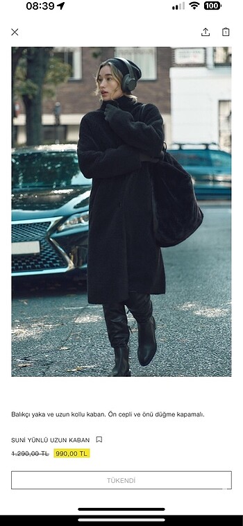 Zara peluş kaban