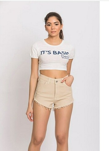 Addax yüksek bel kot şort 