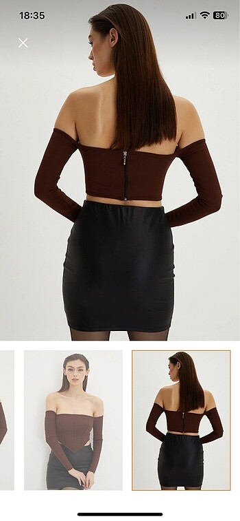 Urban Outfitters kayık yaka crop