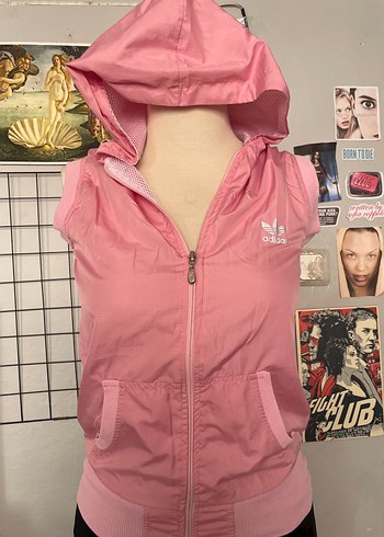 Coquette Pembe adidas Kapüşonlu Fermuarlı Yelek