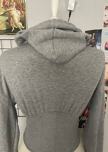 Trendyol & Milla Gri Kapüşonlu Fermuarlı Kadın Sweatshirt