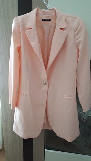 pretty mark pembe uzun şık ceket