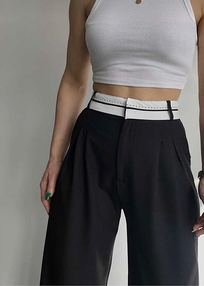 Siyah palazzo pantalon - Görsel 2