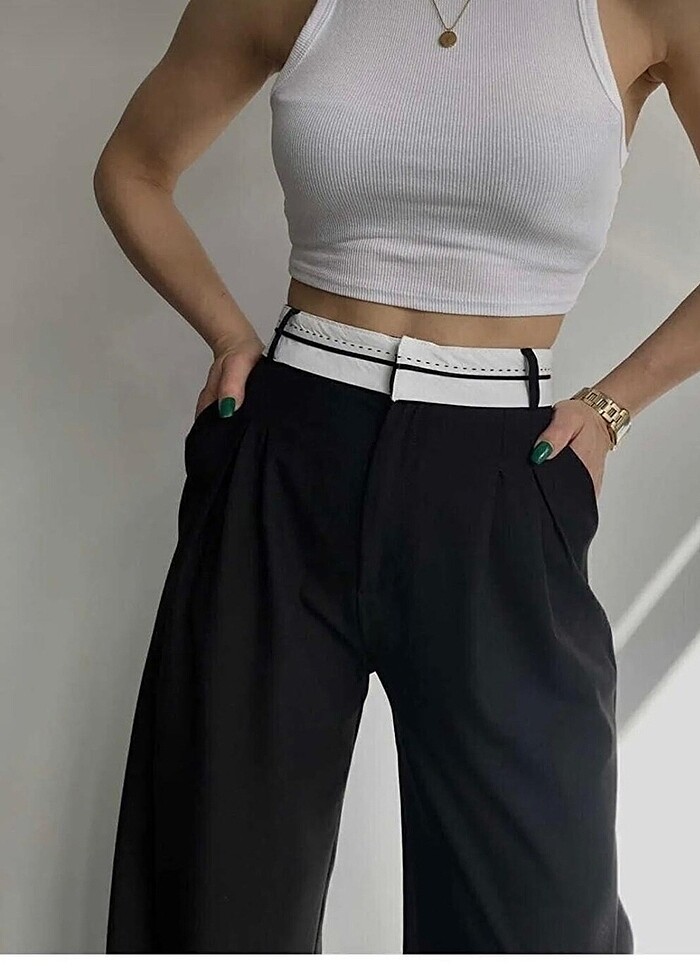 Siyah palazzo pantalon - Görsel 3