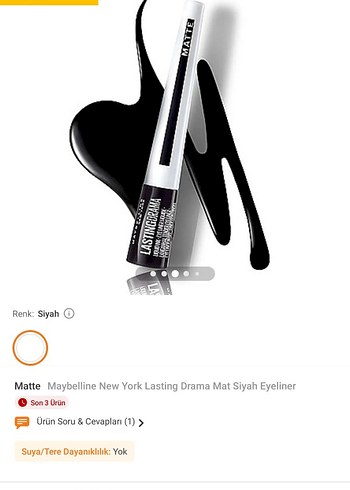 Maybelline Lasting Drama Mat Siyah Eyeliner