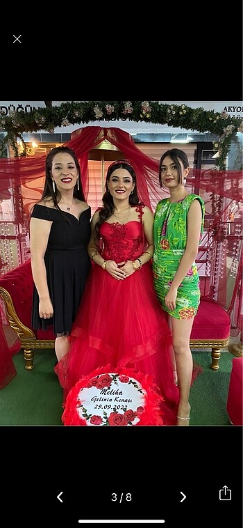 m Beden Kına elbisesi kırmızı elbise