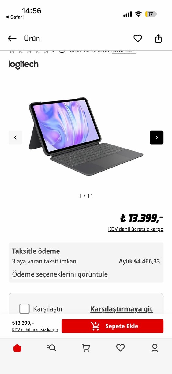 Logitech combo touch iPad Pro klavye - Görsel 5