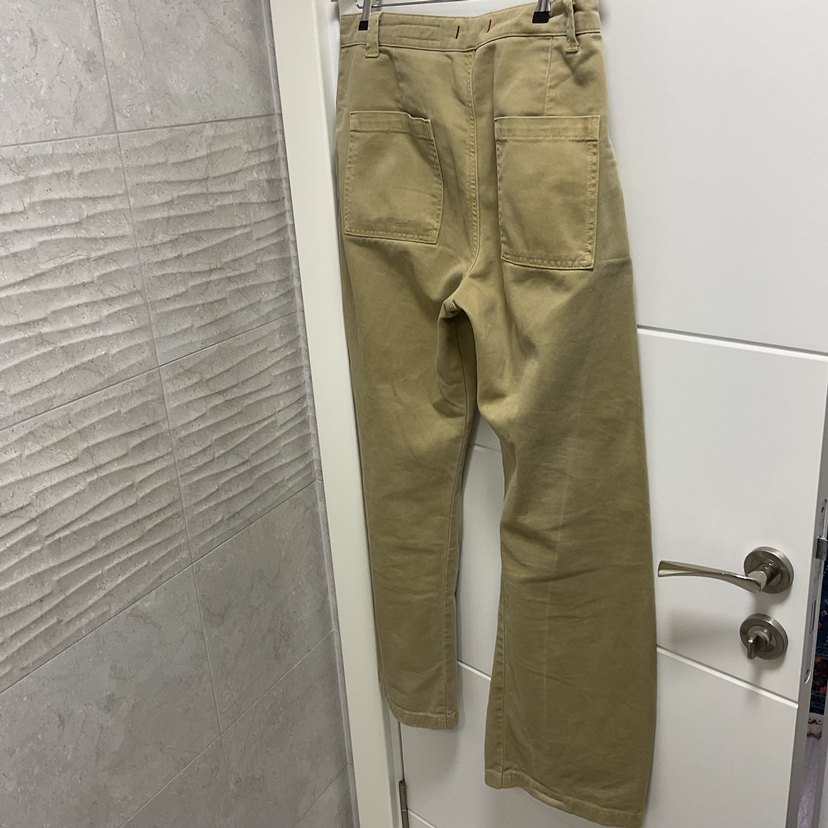 Bej Kadın Boyfriend Pantolon Midi Boy Bol Kesim - Görsel 3