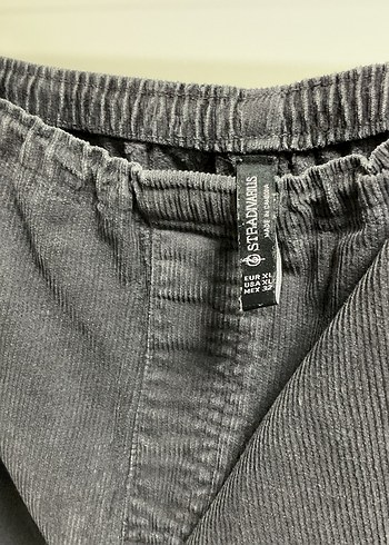 Siyah Bol Kesim lastikli Kadife Pantolon - Görsel 5