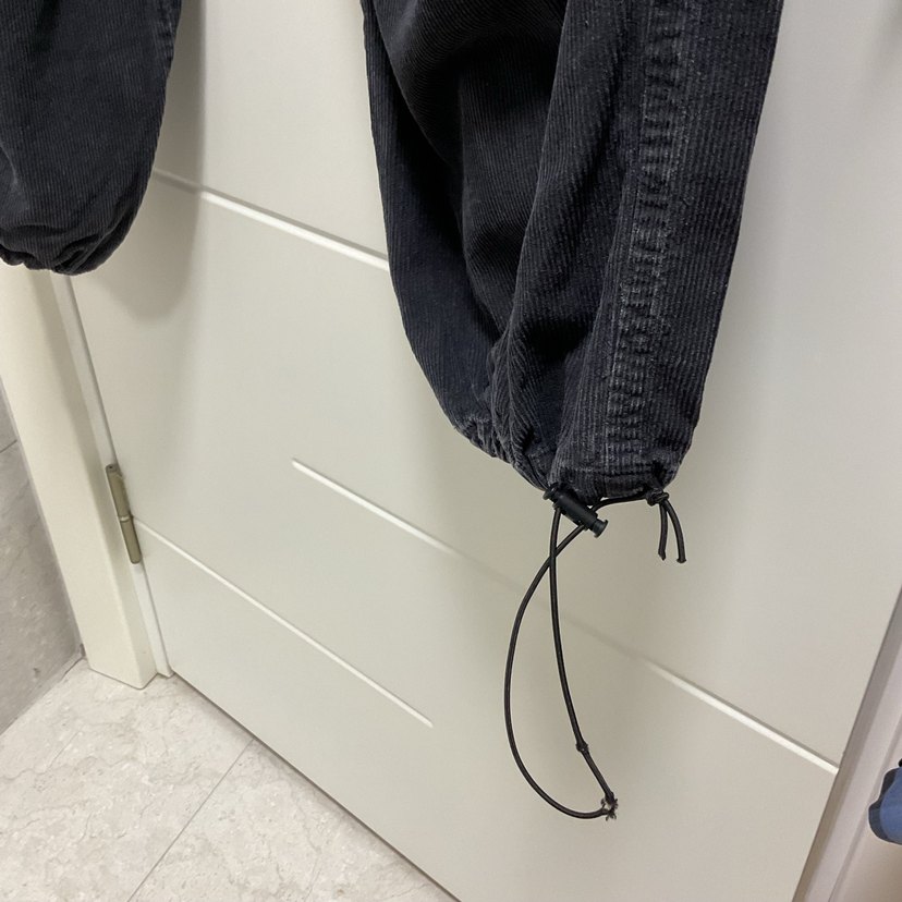 Siyah Bol Kesim lastikli Kadife Pantolon - Görsel 2