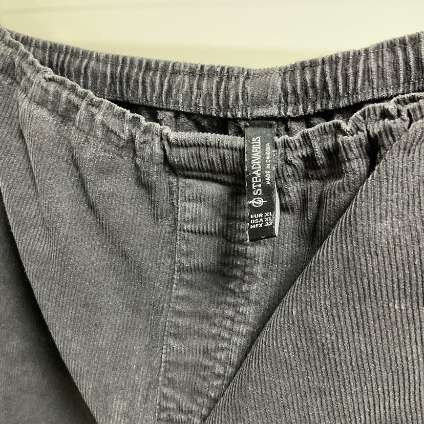 Siyah Bol Kesim lastikli Kadife Pantolon - Görsel 5