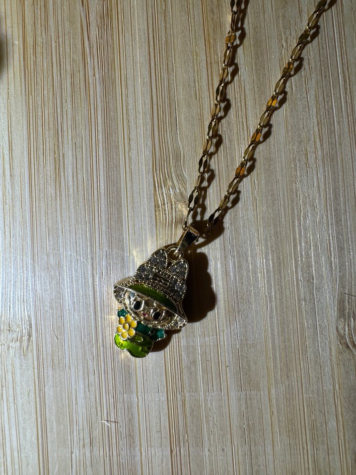 Uzun Zincirli Altın renk Çelik kolye - Görsel 2