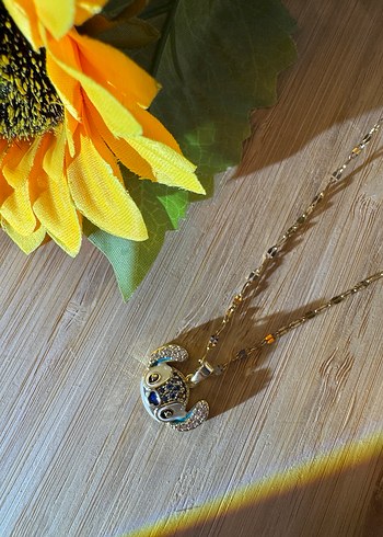 Uzun Zincirli Altın Renkli Çelik  kolye - Görsel 2