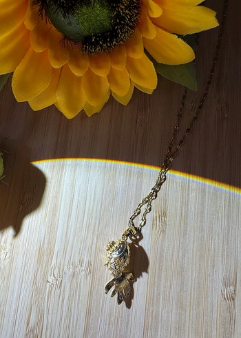 Gold   rengi balık detaylı Çelik Kolye - Görsel 2