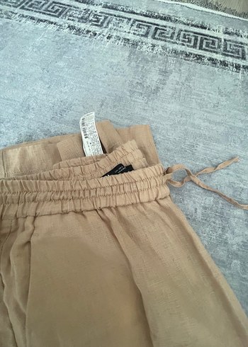 l Beden camel Renk Zara keten Bol Kesim Keten Pantolon