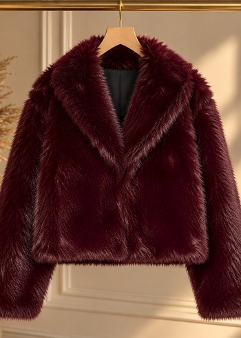 Zara Bordo Kadin Kurk Detayli Midi Mont
