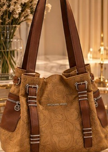 Michael Kors Kahverengi Desenli Omuz Cantasi
