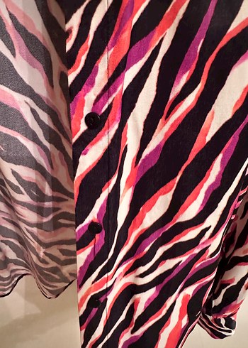 Koton Kadın Çok Renkli Zebra Desenli Uzun Kollu Gömlek