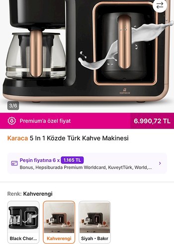 Karaca 5 In 1 Közde Türk Kahve Makinesi Kahverengi