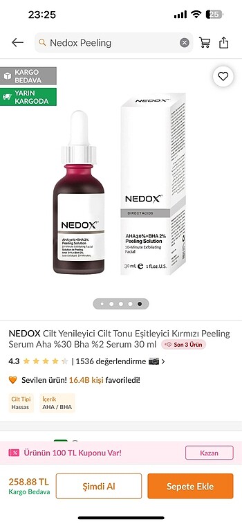  Beden Cilt tonu eşitleyici kırmızı peeling