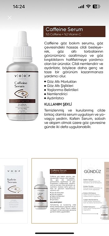  Beden Renk Voop kafeinli göz serumu