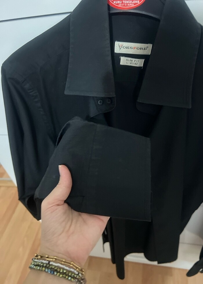 Siyah slim fit gömlek - Görsel 3