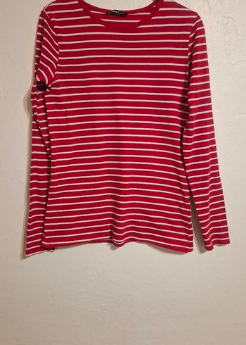 Çizgili Kırmızı Uzun Kollu Tişört - Görsel 2