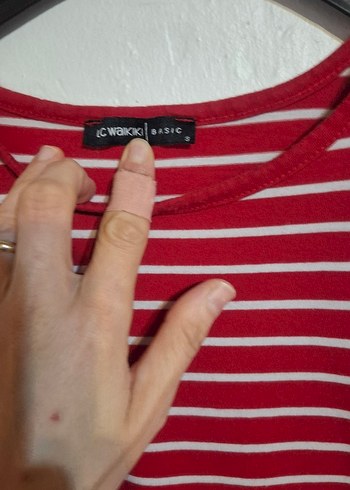 Çizgili Kırmızı Uzun Kollu Tişört - Görsel 4