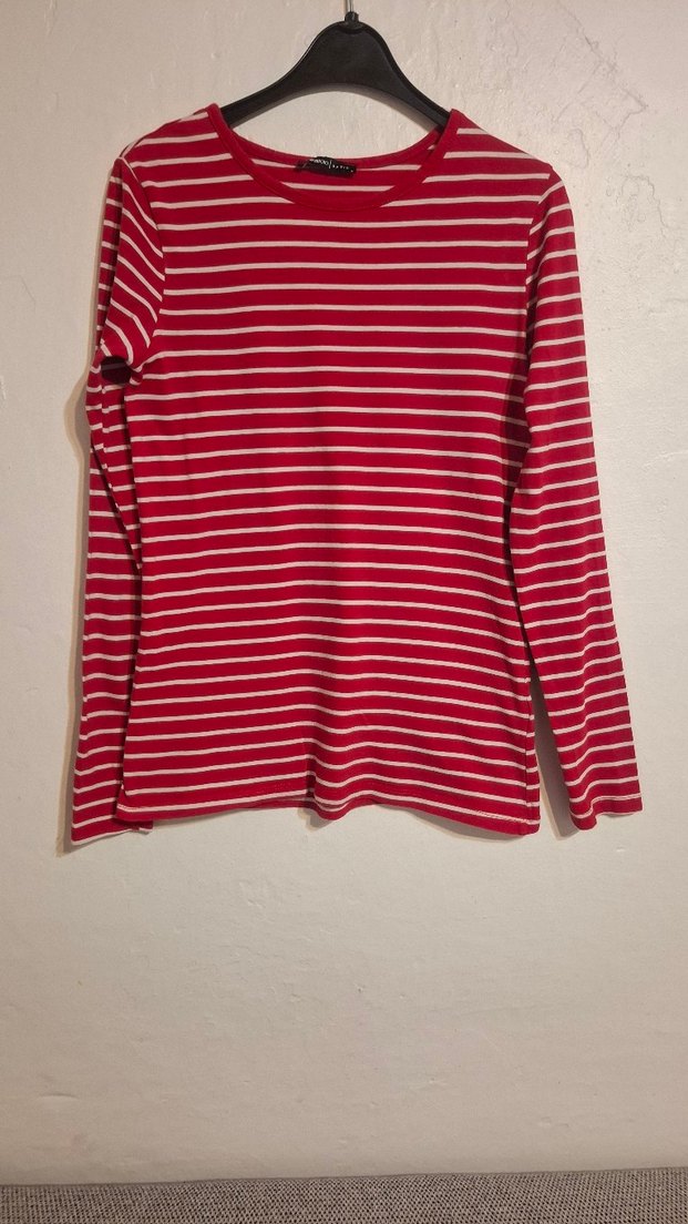 Çizgili Kırmızı Uzun Kollu Tişört - Görsel 2