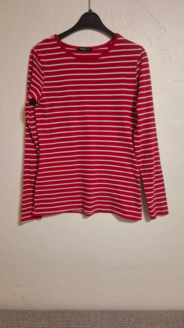 Çizgili Kırmızı Uzun Kollu Tişört - Görsel 5