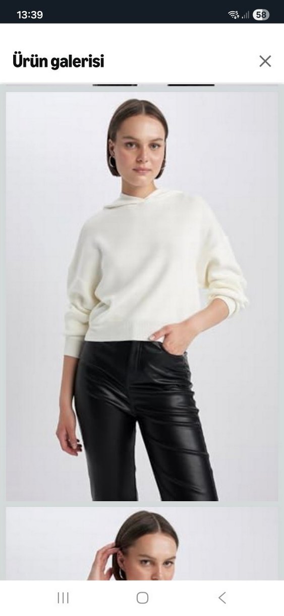 Kadın Oversize Fit Kapüşonlu kazak - Görsel 3