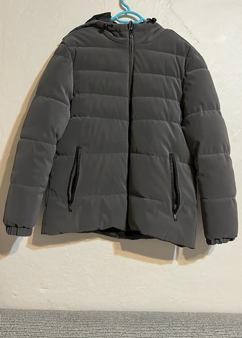 Gri Kapüşonlu Erkek Mont - Görsel 4