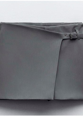 ZARA SHORT Gri Kemerli Midi Kadın SHOR ETEK