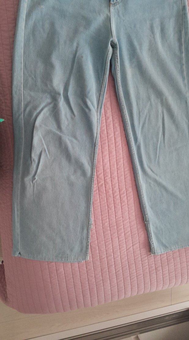 Gri Kadın Midi Boy Bol Kesim Denim Jean 44 beden paca detaylı - Görsel 3