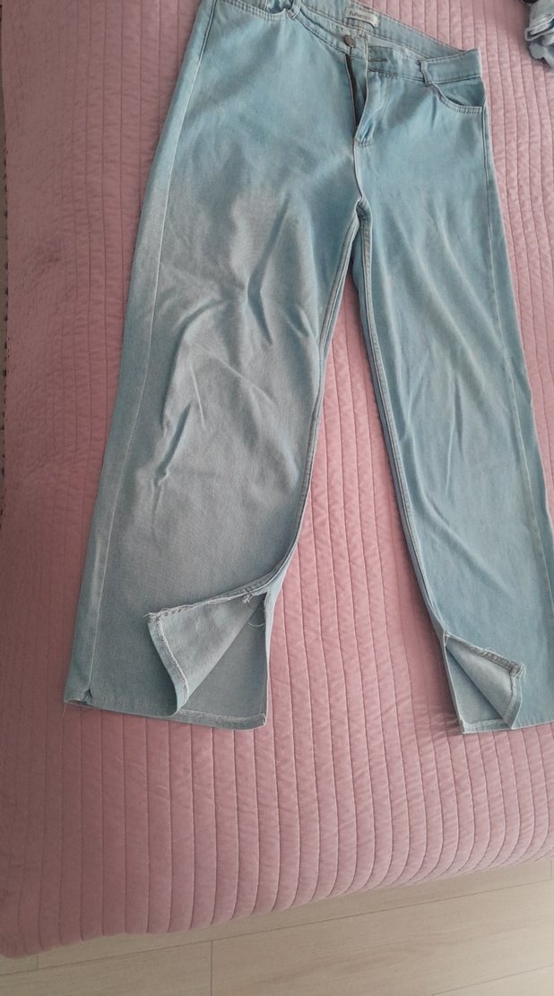 Gri Kadın Midi Boy Bol Kesim Denim Jean 44 beden paca detaylı - Görsel 5