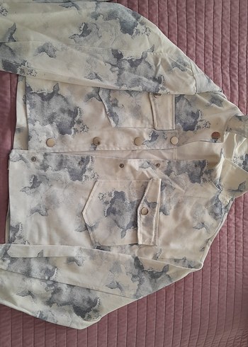 Bej Batik Desenli Düğmeli Kadın Kumaş Pantolon - Görsel 2