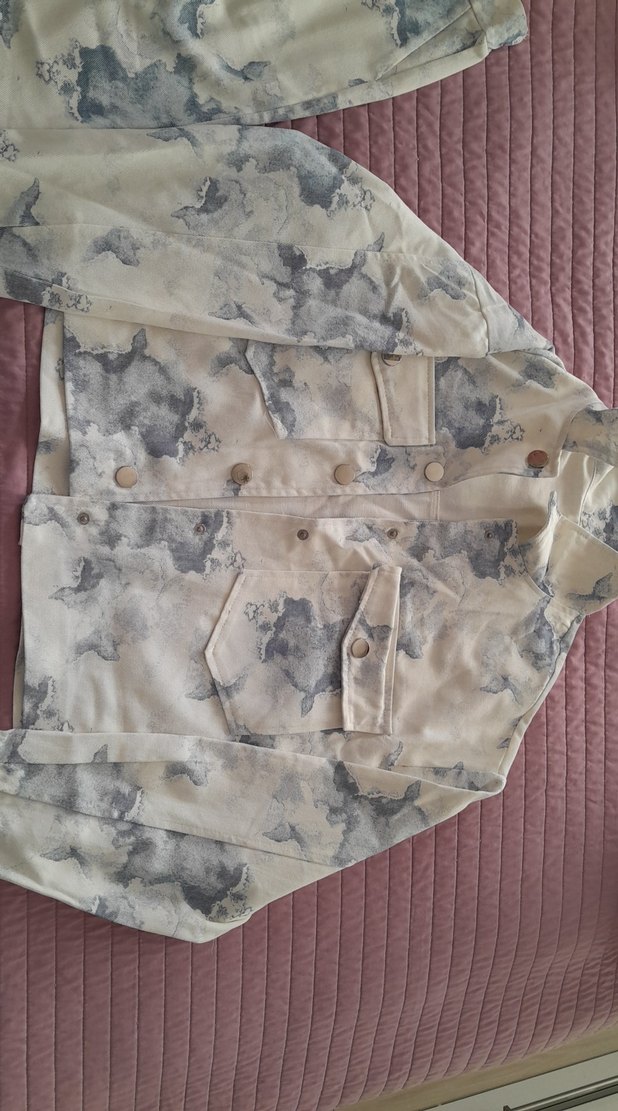 Bej Batik Desenli Düğmeli Kadın Kumaş Pantolon - Görsel 2